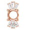 Pendentif semi-serti en or rose 14 carats, diamants naturels ronds de 6 mm (0,26 carat au total), 1/6 carat au total.