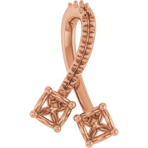 Monture de pendentif libre en or rose 14 carats à deux pierres