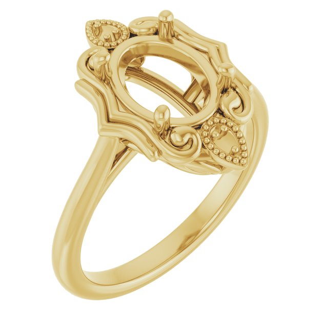 Bague ovale 9x7 mm en or jaune 10 carats