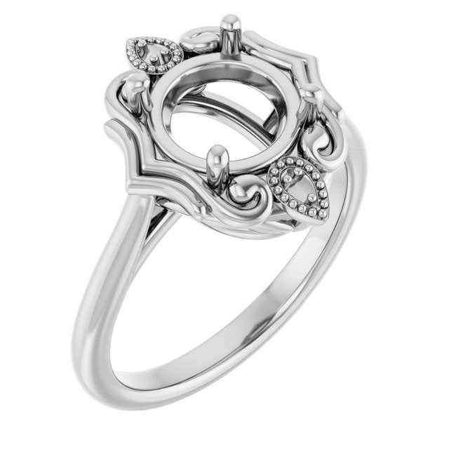 Bague de montage ronde 8 mm en or blanc 14 carats