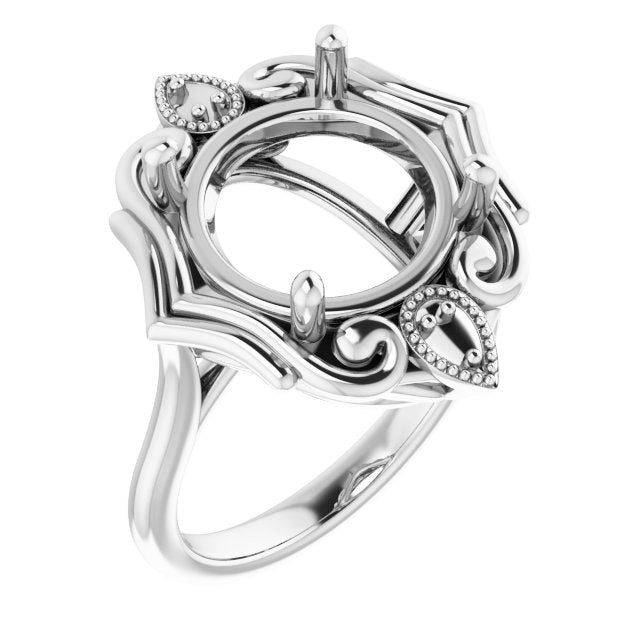 Bague de montage ronde en or blanc 14 carats de 12 mm