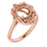 Bague de montage ronde en or rose 18 carats de 8,2 mm