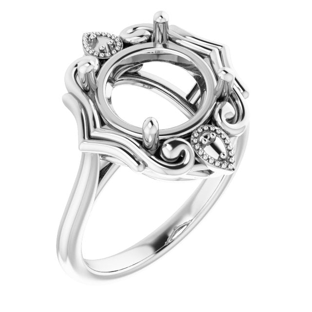Bague de montage ronde 10 mm en or blanc 14 carats