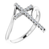 Bague croix en platine avec diamants naturels (1/8 carat au total)