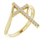 Bague croix en or jaune 14 carats sertie de diamants naturels (0,25 carat au total).