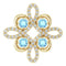 Pendentif trèfle en or jaune 14 carats, aigue-marine naturelle et diamants naturels (0,25 carat au total)