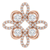 Pendentif trèfle en or rose 14 carats serti de diamants naturels (3/8 carat au total)