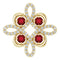 Pendentif trèfle en or jaune 14 carats, grenat naturel du Mozambique et diamants naturels (0,25 carat au total).