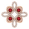 Pendentif trèfle en or rose 14 carats, grenat naturel du Mozambique et diamants naturels (0,25 carat au total)