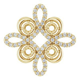 Pendentif trèfle semi-serti en or jaune 14 carats avec diamants naturels (0,26 carat au total)