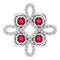 Pendentif trèfle en or 14 carats serti d'un rubis blanc de laboratoire et de diamants (0,25 carat au total).