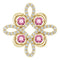 Pendentif trèfle en or jaune 14 carats, tourmaline rose naturelle et diamants naturels (0,25 carat au total)