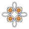 Pendentif trèfle en platine, citrine naturelle et diamants naturels (0,25 carat au total)