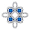 Pendentif trèfle en platine, saphir bleu naturel et diamants naturels (0,25 carat au total)