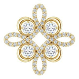 Pendentif trèfle en or jaune 14 carats serti de diamants naturels (3/8 carat au total)