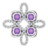 Pendentif en platine, améthyste naturelle et diamants naturels (0,25 carat au total)