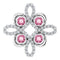 Pendentif trèfle en platine, tourmaline rose naturelle et diamants naturels (0,25 carat au total)