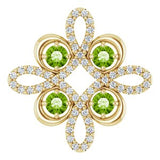Pendentif trèfle en péridot naturel jaune 14 carats et diamants naturels (0,25 carat au total)