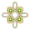 Pendentif trèfle en péridot naturel jaune 14 carats et diamants naturels (0,25 carat au total)