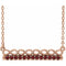 Collier barrette 18 pouces en or rose 14 carats et grenat naturel du Mozambique, inspiré de l'infini