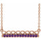 Collier barre 18 pouces en or rose 14 carats et améthyste naturelle, inspiré de l'infini