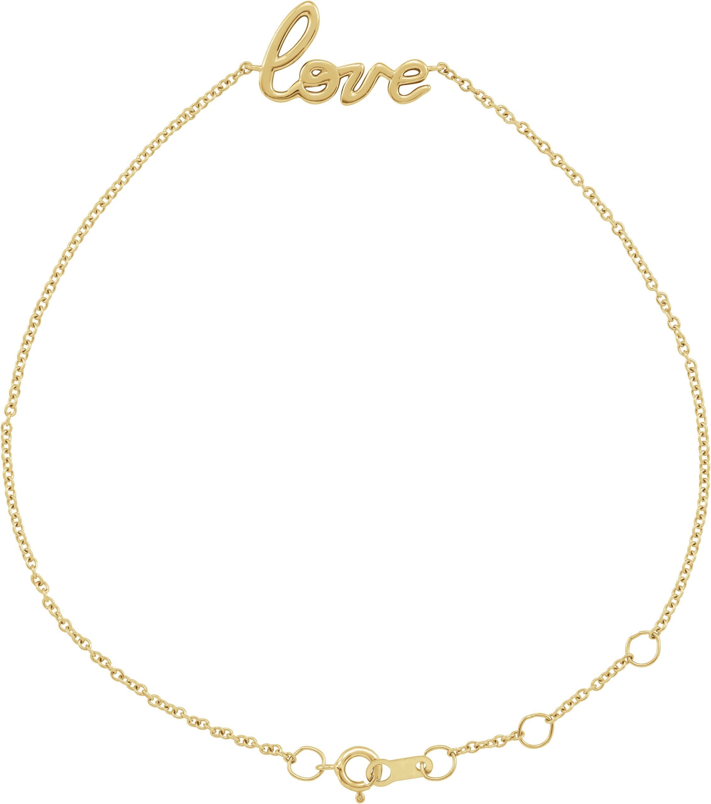 14K Yellow Gold Love 6 1/2-7 1/2" Bracelet