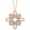 Collier trèfle en or rose 14 carats serti de diamants naturels (0,3 carat au total), 45,7 cm (18 pouces).