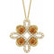 Collier trèfle 18 pouces en or 14 carats avec citrine naturelle jaune et diamants naturels (0,1/8 carat au total), 45,7 cm (18 pouces).