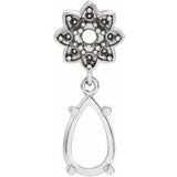Monture pour pendentif en argent sterling 8x5 mm en forme de poire à motif floral
