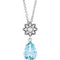 Collier en argent sterling, aigue-marine naturelle et diamants naturels (0,08 carat au total), 40-45 cm