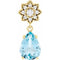 Pendentif floral en or 14 carats orné d'une aigue-marine naturelle et de diamants naturels (0,08 carat au total),
