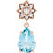 Pendentif d'inspiration florale en or rose 14 carats, aigue-marine naturelle et diamants naturels (0,08 carat au total).