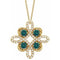 Collier trèfle 18 pouces en or jaune 14 carats avec alexandrite naturelle et diamants naturels (0,25 carat au total)