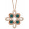 Collier trèfle 18 pouces en or rose 14 carats avec alexandrite naturelle et diamants naturels (0,25 carat au total), orné d'une alexandrite naturelle et de diamants naturels (0,05 carat au total).