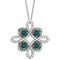 Collier trèfle 18 pouces en or 14 carats, alexandrite blanche de laboratoire et diamants (0,26 carat au total),