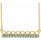 Collier barre 16 pouces en or jaune 14 carats avec zircon bleu naturel et motif infini