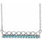Collier en platine avec zircon bleu naturel et pendentif barrette inspirée de l'infini, 40 cm