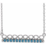 Collier en argent sterling et aigue-marine naturelle, inspiré de l'infini, barre de 40 cm (16 pouces).