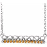 Collier barrette 18 pouces en citrine naturelle blanche 14 carats, inspiré de l'infini