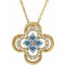 Collier trèfle 18 pouces en or jaune 14 carats avec aigue-marine naturelle et diamants naturels (0,08 carat au total), 45,7 cm (18 pouces).