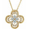 Collier trèfle en or jaune 14 carats serti de diamants naturels (0,3 carat au total), 45,7 cm (18 pouces).