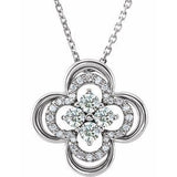 Collier trèfle en or blanc 14 carats serti de diamants naturels (0,3 carat au total), 45,7 cm (18 pouces).
