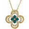 Collier trèfle 18 pouces en or jaune 14 carats avec alexandrite naturelle et diamants naturels (0,08 carat au total),