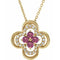 Collier trèfle 18 pouces en or jaune 14 carats, tourmaline rose naturelle et diamants naturels (0,08 carat au total), 45,7 cm (18 pouces).