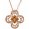 Collier trèfle 18 pouces en or rose 14 carats, citrine naturelle et diamants naturels (0,08 carat au total), 45,7 cm (18 pouces).
