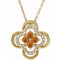 Collier trèfle 18 pouces en or 14 carats avec citrine naturelle jaune et diamants naturels (0,08 carat au total), 45,7 cm (18 pouces).