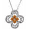 Collier trèfle en platine, citrine naturelle et diamants naturels (0,08 ct au total), 45,7 cm (18 pouces).