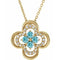 Collier trèfle 18 pouces en or jaune 14 carats, zircon bleu naturel et diamants naturels (0,08 carat au total), 45,7 cm (18 pouces).