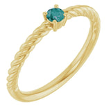 Bague solitaire corde en alexandrite naturelle jaune 14 carats de 3 mm