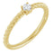 Bague solitaire en or jaune 14 carats avec saphir blanc naturel de 3 mm et monture corde